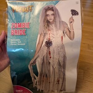 Spirit Zombie Bride Costume with Gray and White Lace